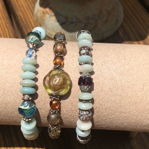 📿 set of 3 beaded bracelets with toggle clasps 📿
